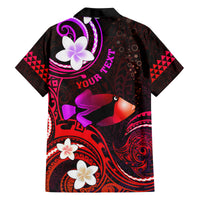 Personalised Hawaii Humuhumu Reef Triggerfish Family Matching Puletasi and Hawaiian Shirt Maroon With Plumeria LT05 - Polynesian Pride