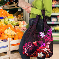 Hawaii Humuhumu Reef Triggerfish Grocery Bag Maroon With Plumeria