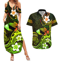 Personalised Hawaii Humuhumu Reef Triggerfish Couples Matching Summer Maxi Dress and Hawaiian Shirt Reggae With Plumeria LT05 Reggae - Polynesian Pride
