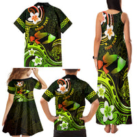 Personalised Hawaii Humuhumu Reef Triggerfish Family Matching Tank Maxi Dress and Hawaiian Shirt Reggae With Plumeria LT05 - Polynesian Pride
