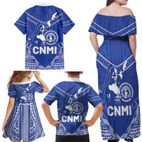 Northern Mariana Islands Family Matching Off Shoulder Maxi Dress and Hawaiian Shirt Chamorro Warrior Tribal Pattern LT05 - Polynesian Pride