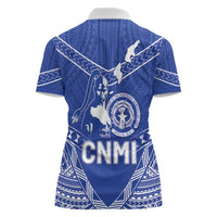 Northern Mariana Islands Women Polo Shirt Chamorro Warrior Tribal Pattern