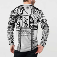 Polynesia Maui Tattoo Inspired Button Sweatshirt White Version