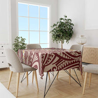 Red Vintage Tonga Ngatu Pattern With Plumeria Tablecloth - Polynesian Pride