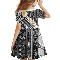 Black Vintage Tonga Ngatu Pattern With Plumeria Family Matching Short Sleeve Bodycon Dress and Hawaiian Shirt LT05 - Polynesian Pride