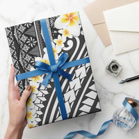Black Vintage Tonga Ngatu Pattern With Plumeria Wrapping Paper