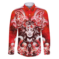 Hawaii Goddess Of Fire Madame Pele Family Matching Off Shoulder Long Sleeve Dress and Hawaiian Shirt Polynesian Style LT05 Dad's Shirt - Long Sleeve Red - Polynesian Pride