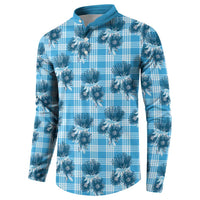 Blue Palaka Hawaii Button Sweatshirt Hawaiian Lehua Blossoms
