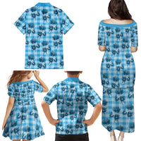 Blue Palaka Hawaii Family Matching Puletasi and Hawaiian Shirt Hawaiian Lehua Blossoms LT05 - Polynesian Pride