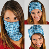 Blue Palaka Hawaii Neck Gaiter Hawaiian Lehua Blossoms