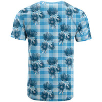 Blue Palaka Hawaii T Shirt Hawaiian Lehua Blossoms