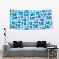 Blue Palaka Hawaii Tapestry Hawaiian Lehua Blossoms