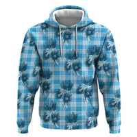 Blue Palaka Hawaii Zip Hoodie Hawaiian Lehua Blossoms
