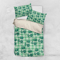 Green Palaka Hawaii Bedding Set Hawaiian Lehua Blossoms