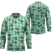 Green Palaka Hawaii Hockey Jersey Hawaiian Lehua Blossoms