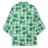 Green Palaka Hawaii Kimono Hawaiian Lehua Blossoms