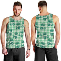Green Palaka Hawaii Men Tank Top Hawaiian Lehua Blossoms