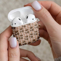 Brown Palaka Hawaii AirPods Case Hawaiian Lehua Blossoms