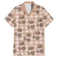 Brown Palaka Hawaii Family Matching Off Shoulder Short Dress and Hawaiian Shirt Hawaiian Lehua Blossoms LT05 Dad's Shirt - Short Sleeve Brown - Polynesian Pride