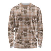 Brown Palaka Hawaii Long Sleeve Shirt Hawaiian Lehua Blossoms