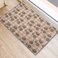 Brown Palaka Hawaii Rubber Doormat Hawaiian Lehua Blossoms