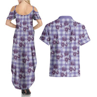 Purple Palaka Hawaii Couples Matching Summer Maxi Dress and Hawaiian Shirt Hawaiian Lehua Blossoms LT05 - Polynesian Pride
