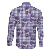 Purple Palaka Hawaii Family Matching Long Sleeve Bodycon Dress and Hawaiian Shirt Hawaiian Lehua Blossoms LT05 - Polynesian Pride