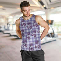 Purple Palaka Hawaii Men Tank Top Hawaiian Lehua Blossoms