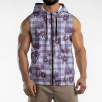 Purple Palaka Hawaii Sleeveless Zip Hoodie Hawaiian Lehua Blossoms