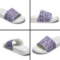 Purple Palaka Hawaii Slide Sandals Hawaiian Lehua Blossoms