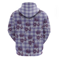 Purple Palaka Hawaii Zip Hoodie Hawaiian Lehua Blossoms