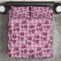 Pink Palaka Hawaii Bedding Set Hawaiian Lehua Blossoms