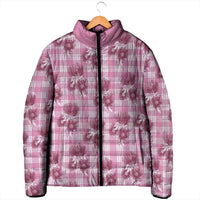 Pink Palaka Hawaii Padded Jacket Hawaiian Lehua Blossoms