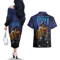 Philippines The First Hero Couples Matching Off The Shoulder Long Sleeve Dress and Hawaiian Shirt Lapu Lapu Know Your Roots LT05 - Polynesian Pride