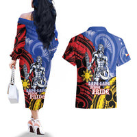 Philippines Lapu-Lapu Couples Matching Off The Shoulder Long Sleeve Dress and Hawaiian Shirt Proud Of My King LT05 - Polynesian Pride