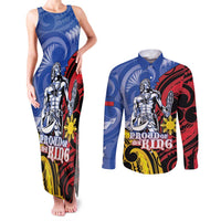 Philippines Lapu-Lapu Couples Matching Tank Maxi Dress and Long Sleeve Button Shirt Proud Of My King LT05 Blue - Polynesian Pride