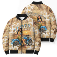 Aloha Hawaii Biker Bomber Puffer Jacket Ride To Paradise