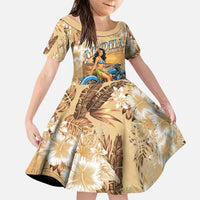 Aloha Hawaii Biker Family Matching Tank Maxi Dress and Hawaiian Shirt Ride To Paradise LT05 Daughter's Dress Beige - Polynesian Pride