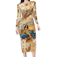 Aloha Hawaii Biker Long Sleeve Bodycon Dress Ride To Paradise