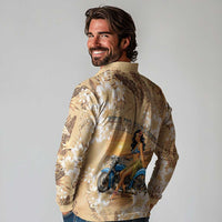 Aloha Hawaii Biker Long Sleeve Polo Shirt Ride To Paradise