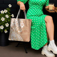 Polynesian Women's Day Tote Bag Brown Hibiscus Flowers With Polynesian Pattern
