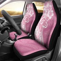 Polynesian Women's Day Car Seat Cover Pink Hibiscus Flowers With Polynesian Pattern