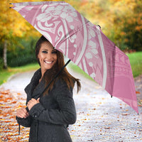 Polynesian Women's Day Umbrella Pink Hibiscus Flowers With Polynesian Pattern