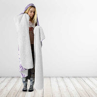 Polynesian Women's Day Hooded Blanket Purple Hibiscus Flowers With Polynesian Pattern