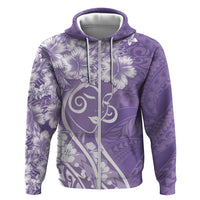 Polynesian Women's Day Hoodie Purple Hibiscus Flowers With Polynesian Pattern