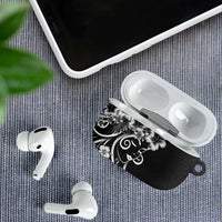 Polynesian Women's Day AirPods Case Black Hibiscus Flowers With Polynesian Pattern