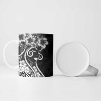 Polynesian Women's Day Ceramic Mug Black Hibiscus Flowers With Polynesian Pattern