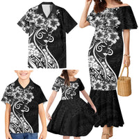 Polynesian Women's Day Family Matching Mermaid Dress and Hawaiian Shirt Black Hibiscus Flowers With Polynesian Pattern LT05 - Polynesian Pride