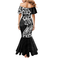Polynesian Women's Day Family Matching Mermaid Dress and Hawaiian Shirt Black Hibiscus Flowers With Polynesian Pattern LT05 - Polynesian Pride