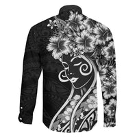 Polynesian Women's Day Family Matching Off Shoulder Short Dress and Hawaiian Shirt Black Hibiscus Flowers With Polynesian Pattern LT05 - Polynesian Pride
